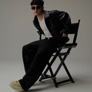 Men’s Wide-Leg Baggy Denim Jeans – Vintage Onyx Black
