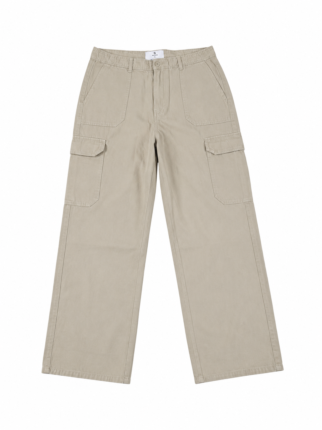 Women's Wide Leg Cargo Pants – Beige - Image 4