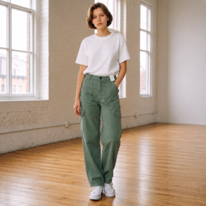 Amoga Women's Relaxed Fit Cotton Green Cargo Pants – Sage Green