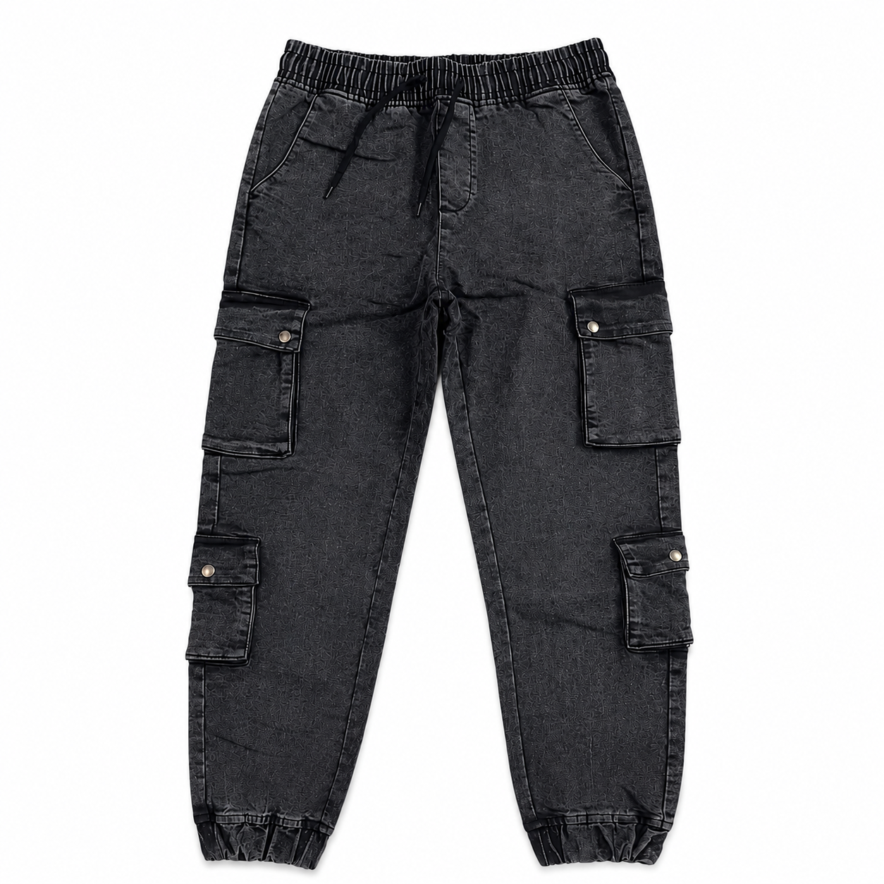 Amoga Men's Premium Black Washed Cargo Jogger Pants - Image 3