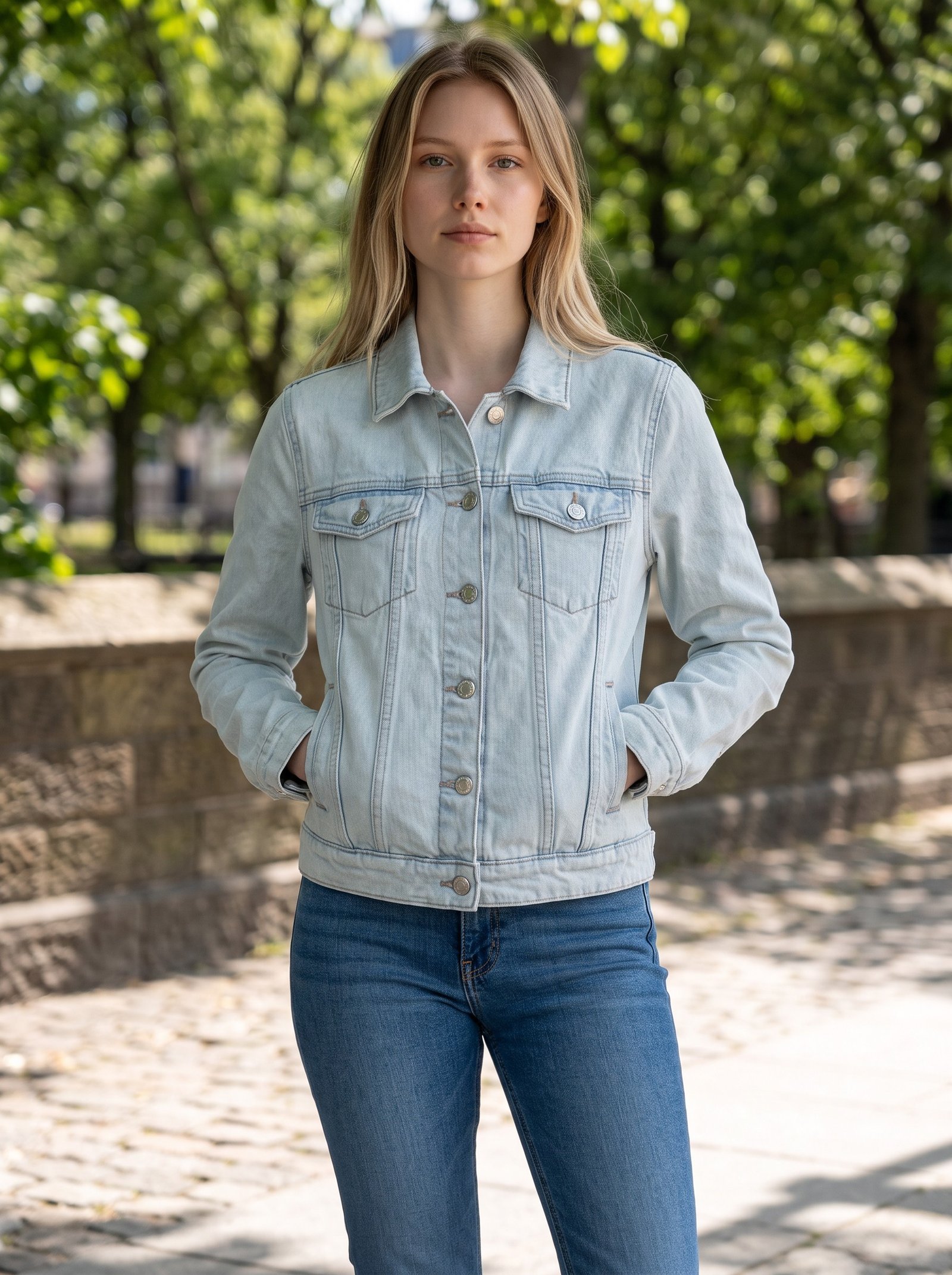 Amoga Women's Classic Light Wash Denim Jacket - Image 2