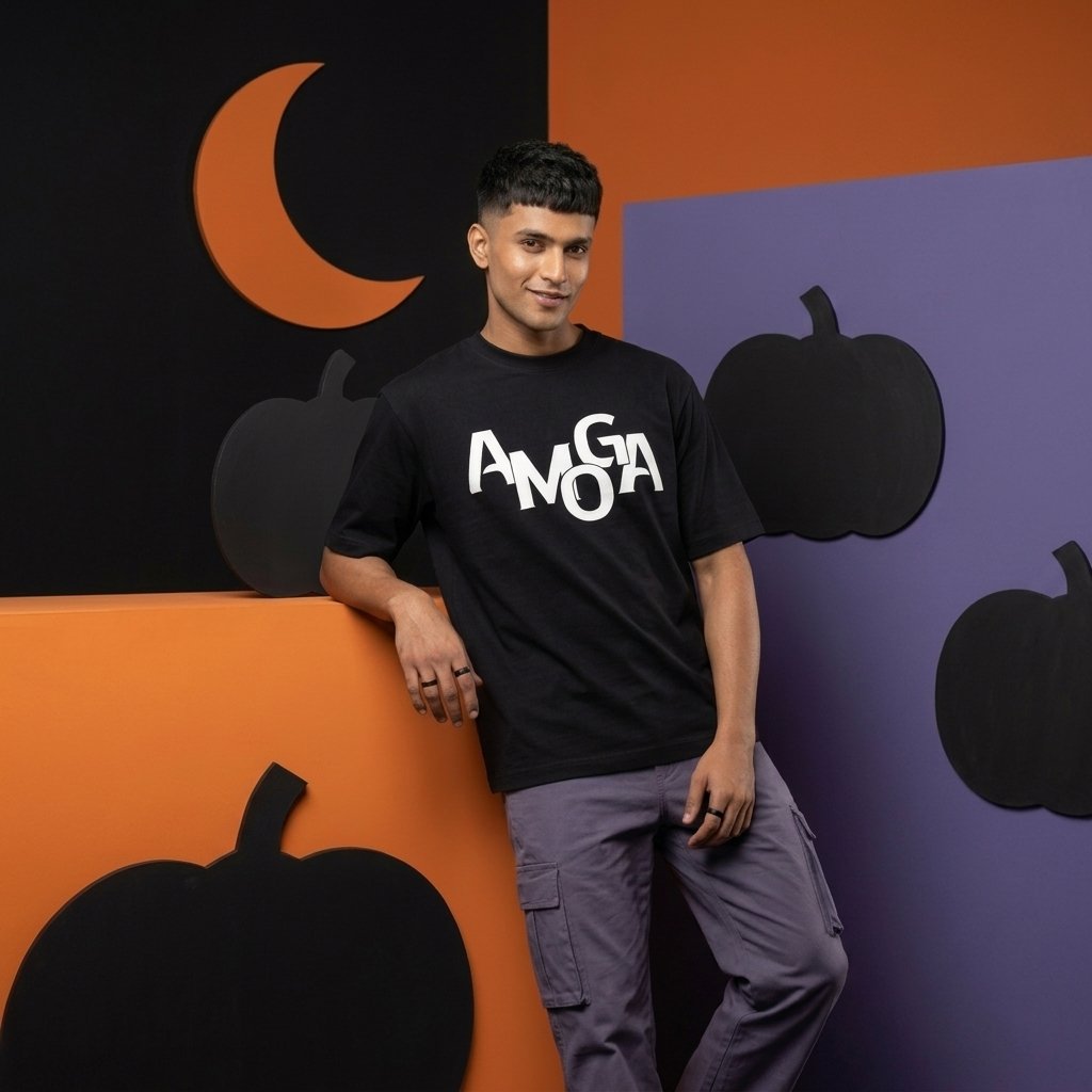 AMOGA Overlapping Logo T-Shirt – Black - Image 4