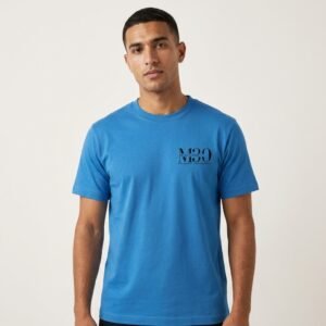 AMOGA blue tee with the M30 Marchthirty chest print. Classic regular fit in soft cotton — a versatile everyday essential.
