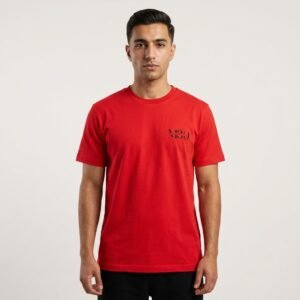 AMOGA red tee with the M30 Marchthirty chest print. Classic regular fit in soft cotton — a bold everyday essential.