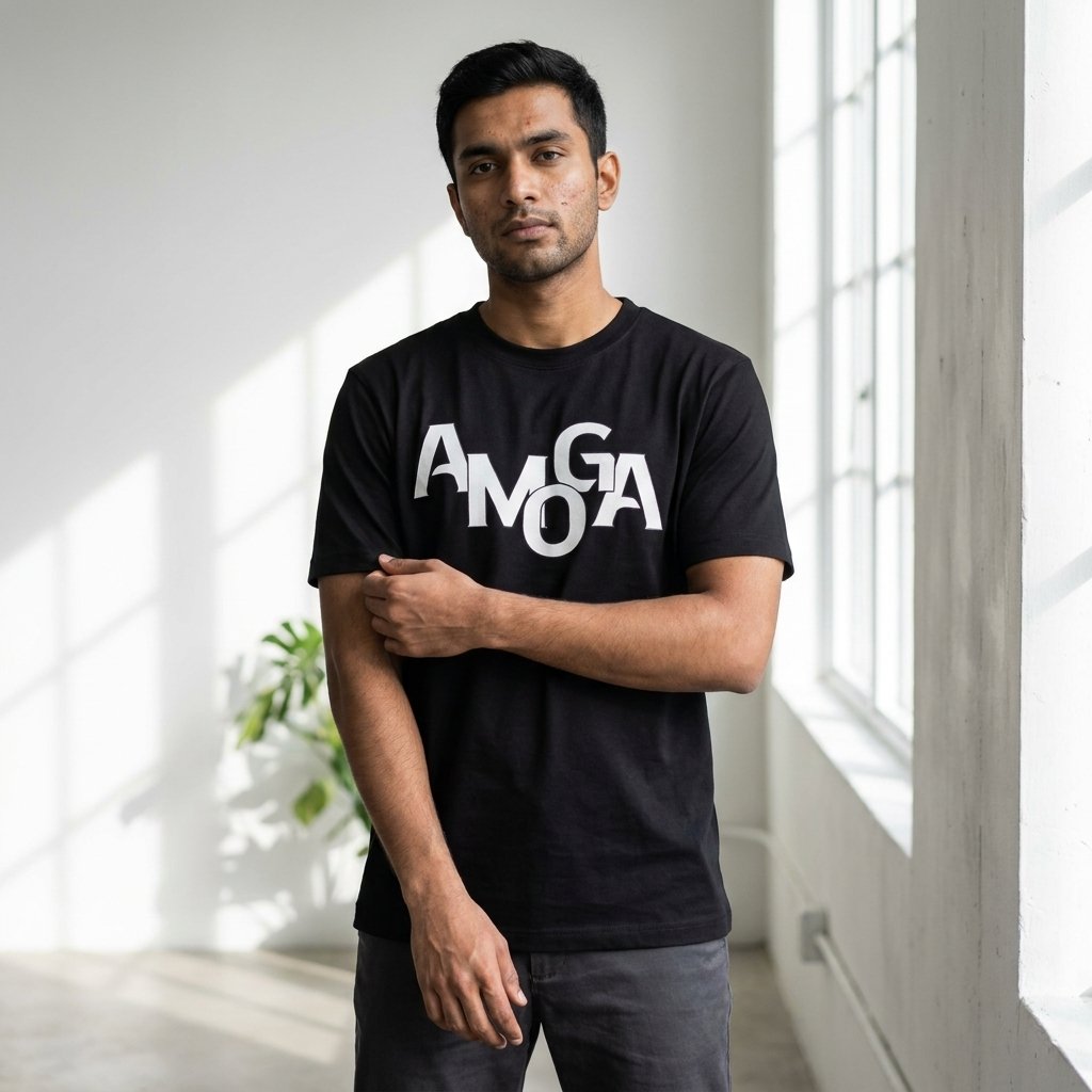 AMOGA Overlapping Logo T-Shirt – Black - Image 2